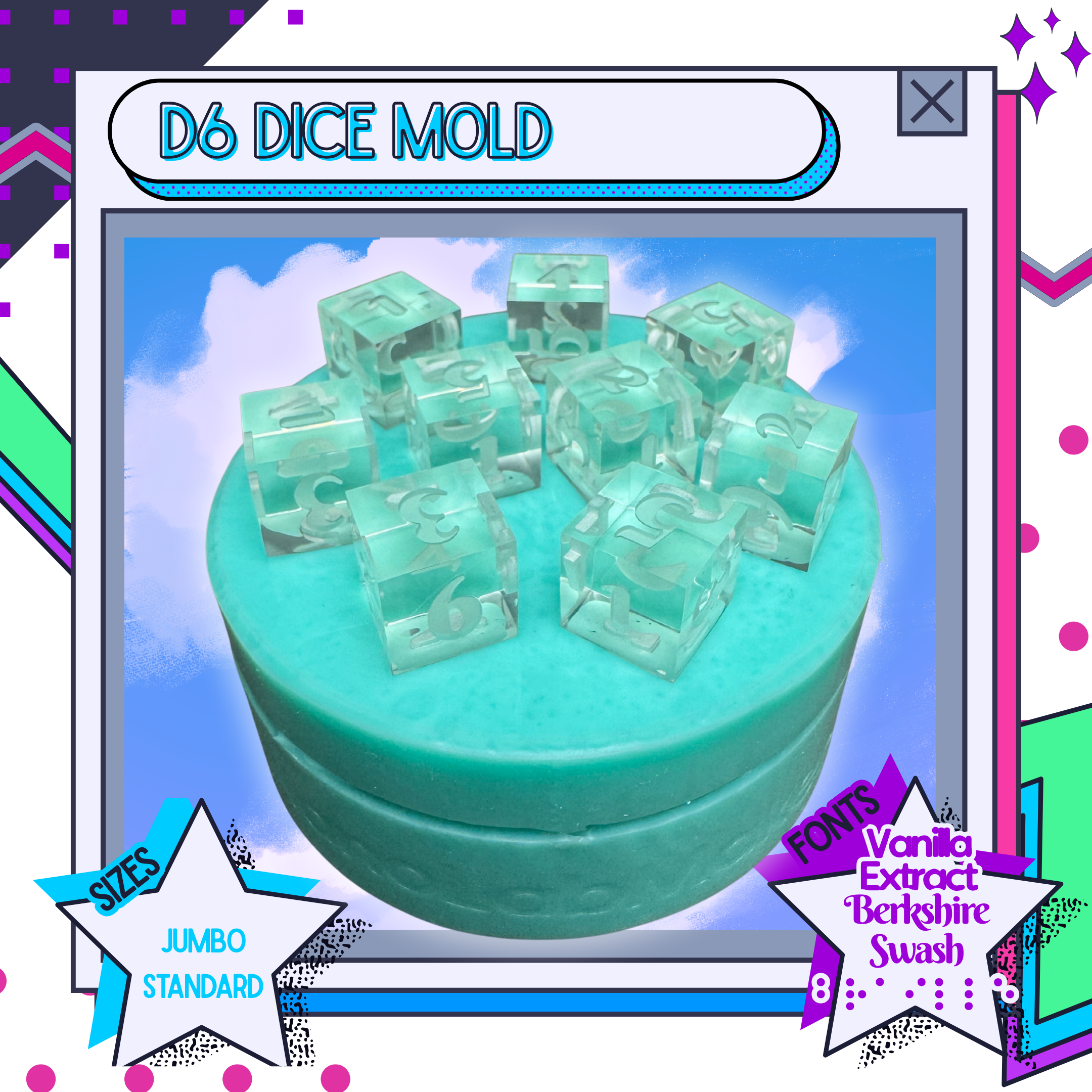 D6 Silicone Dice Mold for Resin (Sharp Edge) | Nano Lab Maker