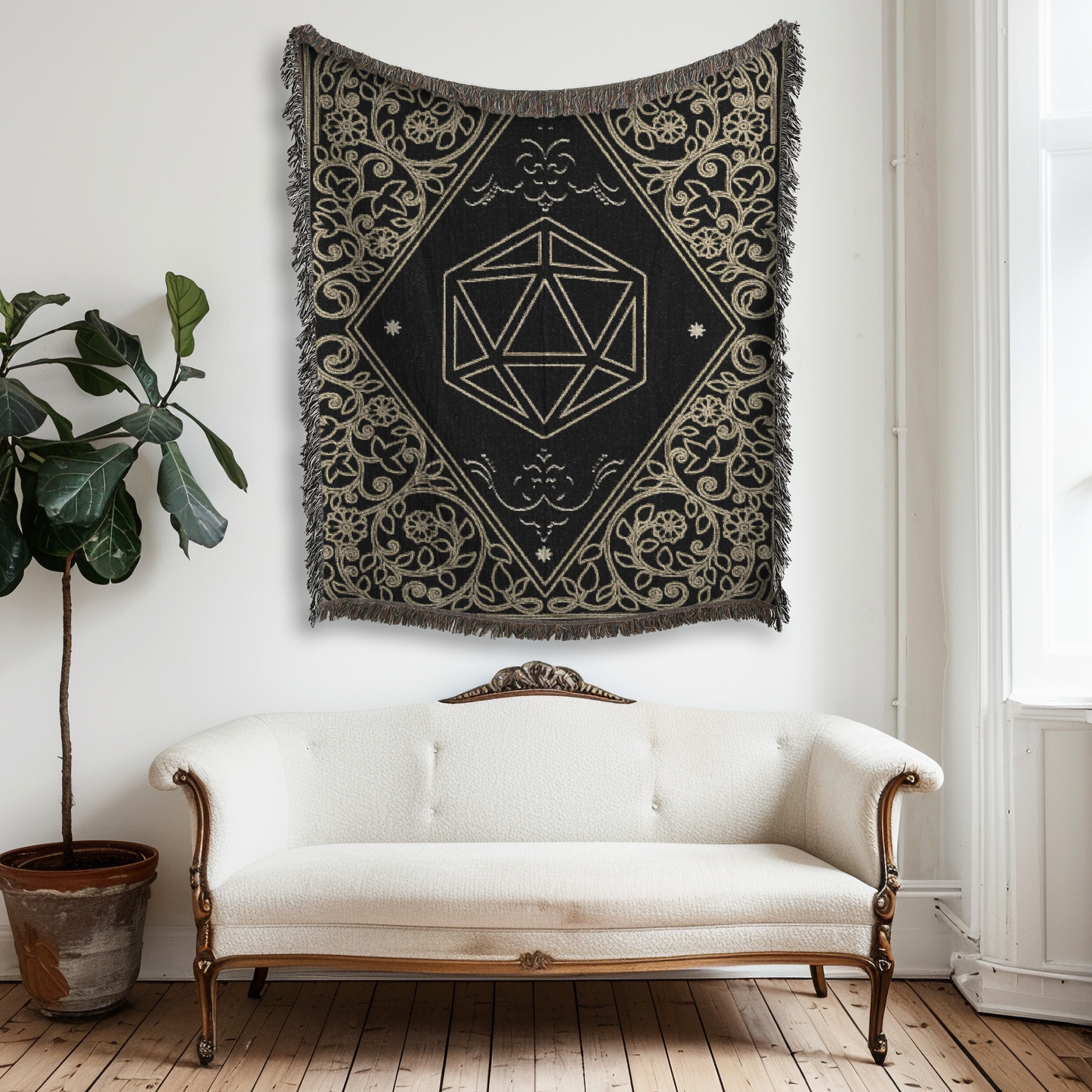 Floral D20 Design | Woven Blanket Tapestry