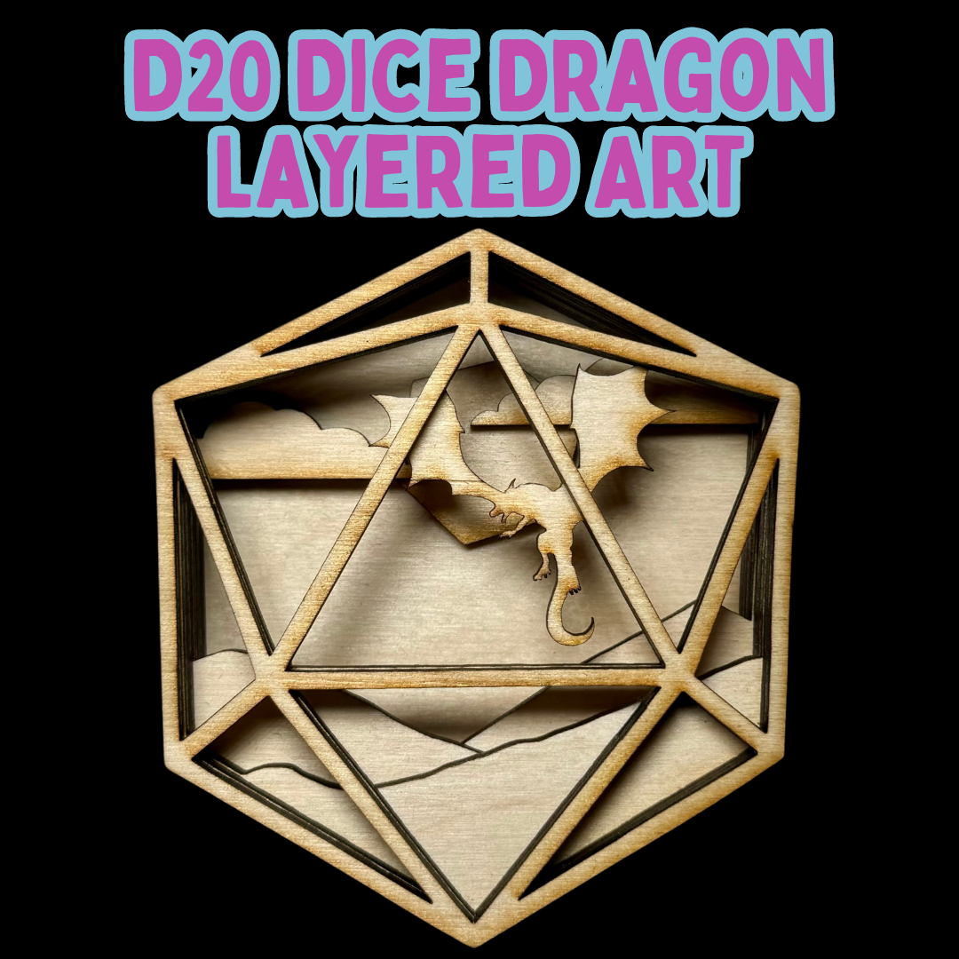 D20 Dice Dragon Layered Art