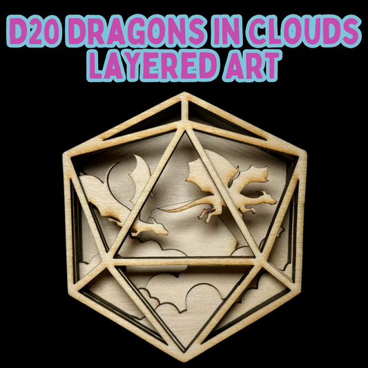 D20 Dragons in Clouds Layered Art Kit