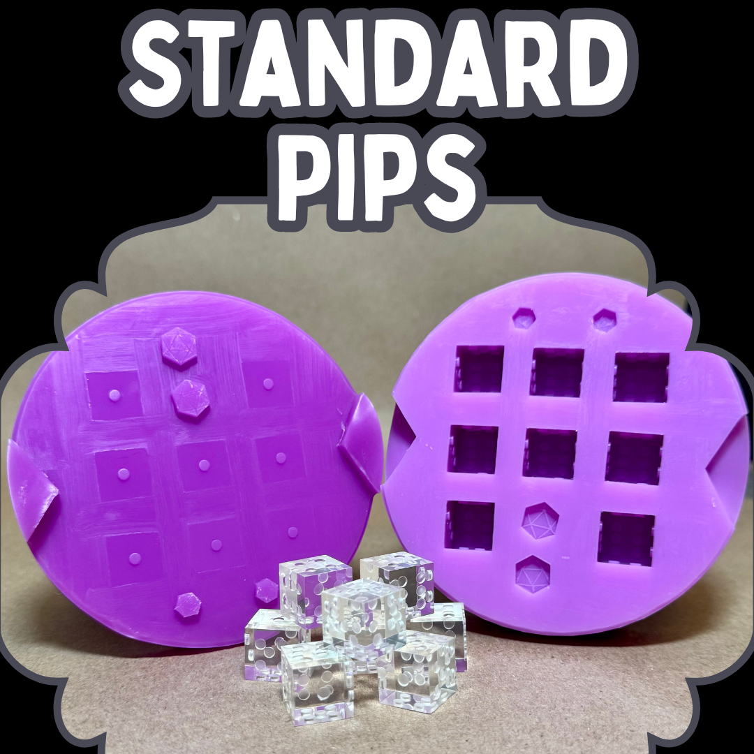 Shown is the 8 piece standard size Pipped D6 mold. 