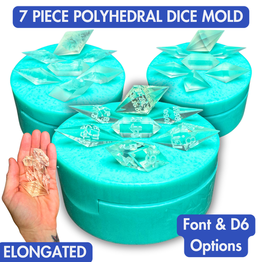 7 Piece Polyhedral Dice Mold | Elongated | Crystal