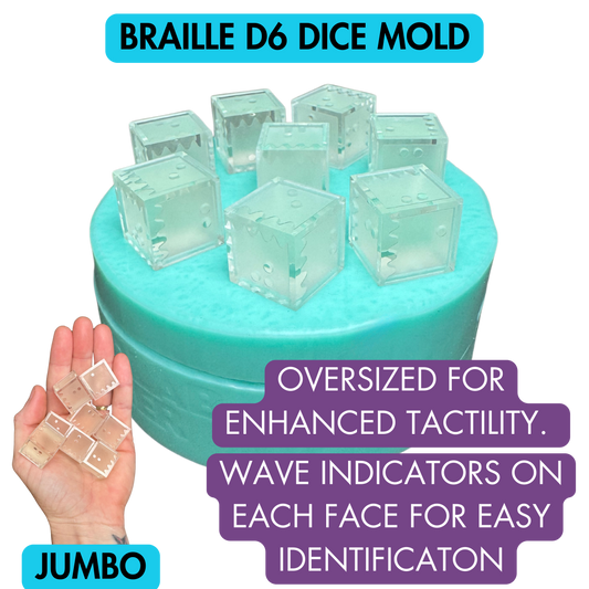 8 Piece Braille D6 Dice Mold | Jumbo