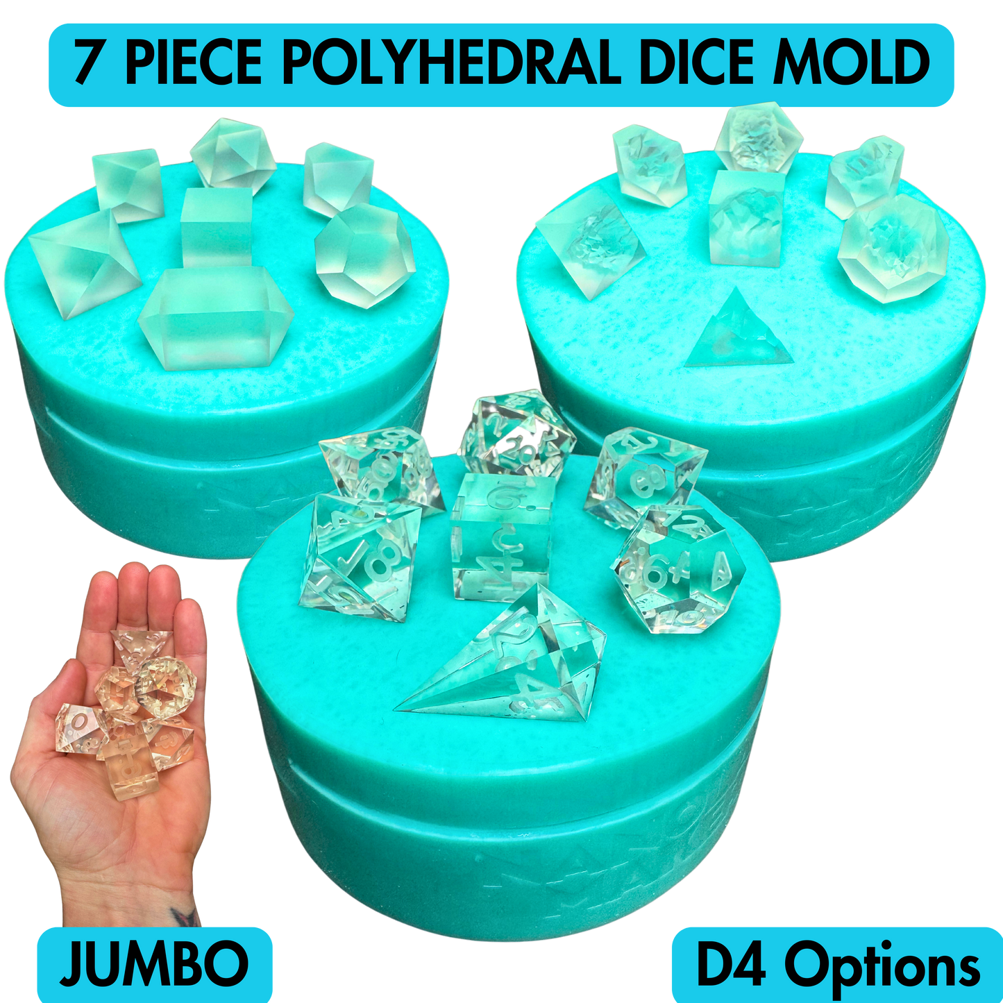 7 Piece Polyhedral Dice Mold | Jumbo