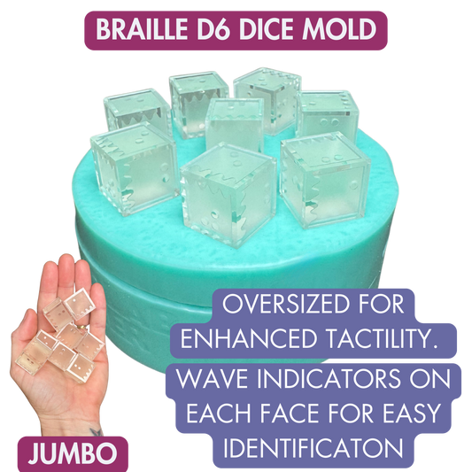 8 Piece Braille D6 Dice Mold | Jumbo