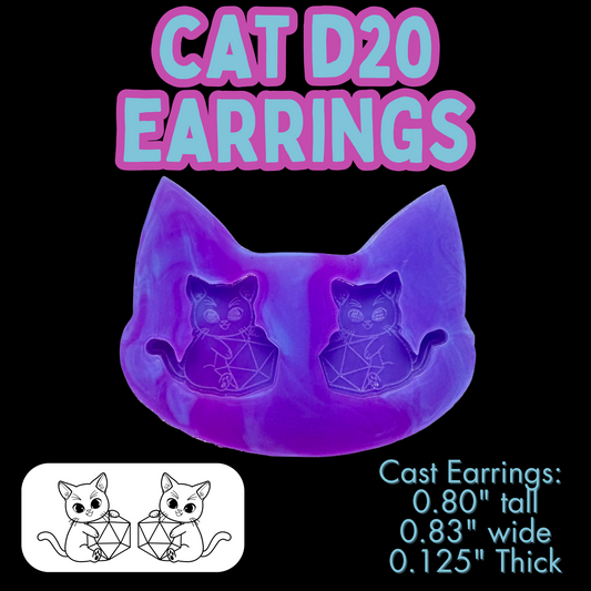 Cat D20 Earring Mold