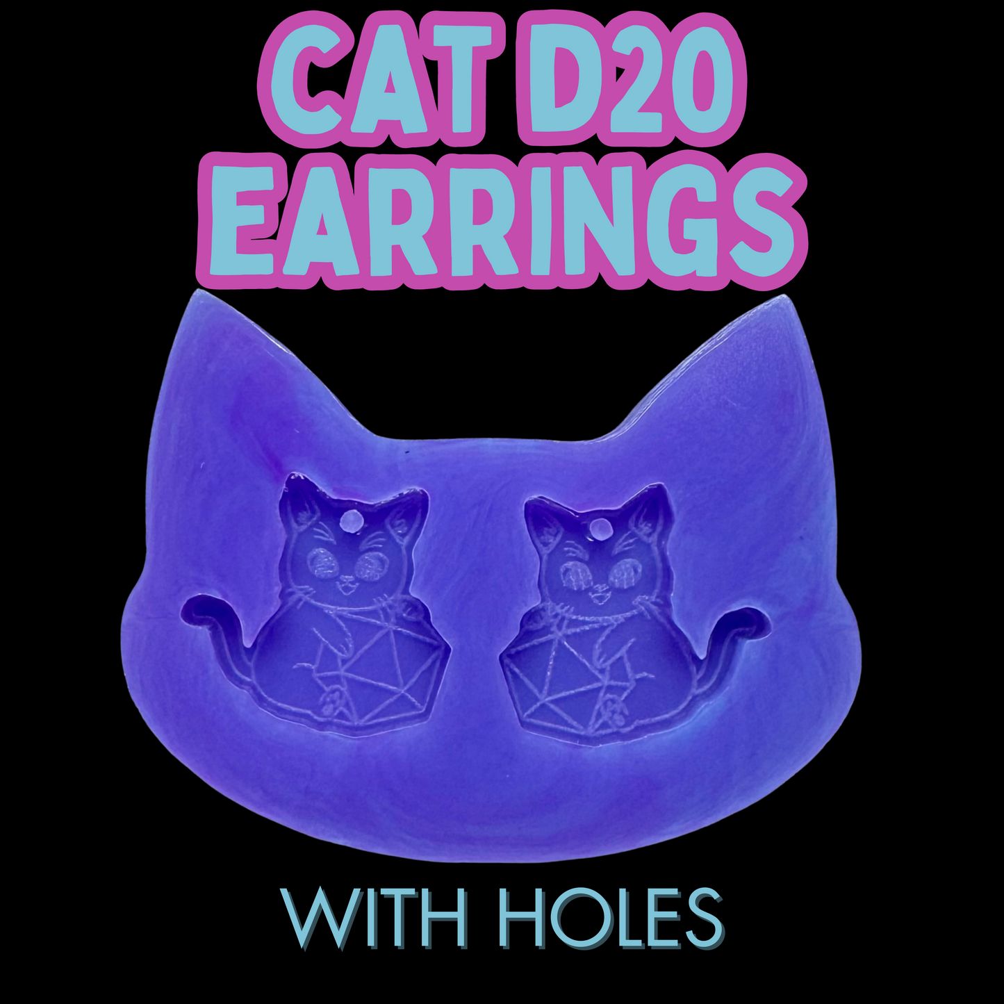 Cat D20 Earring Mold