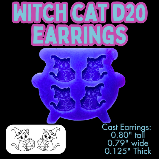 Witch Cat D20 Earring Mold