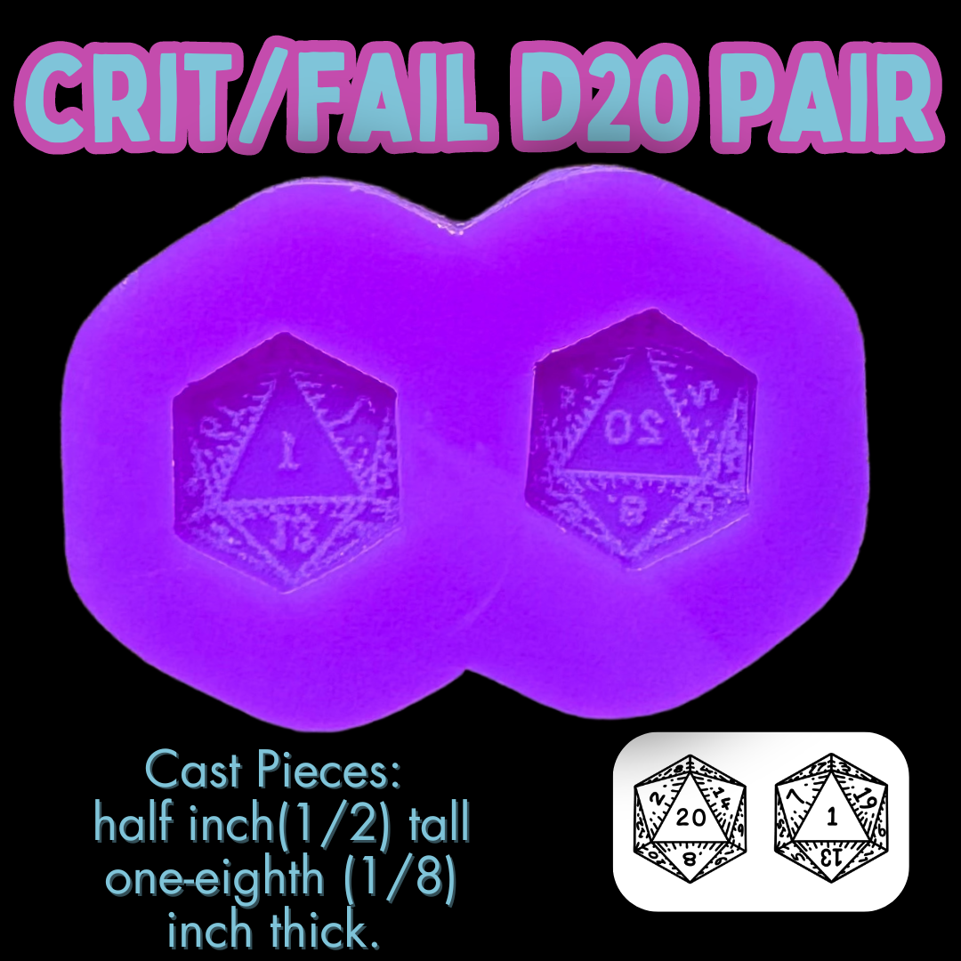 Crit/Fail D20 Earring Mold