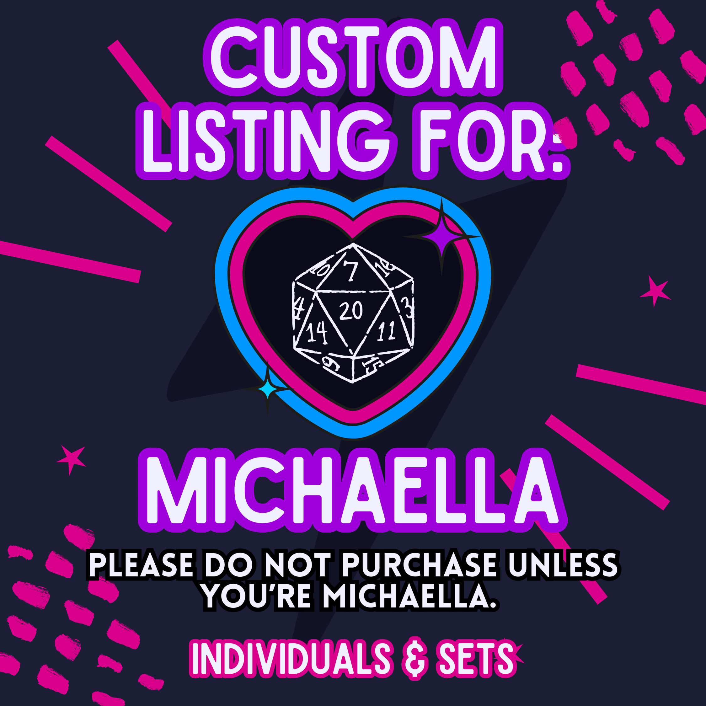 Custom listing graphic for Michaella. Please do not purchase unless you’re Michaella.
