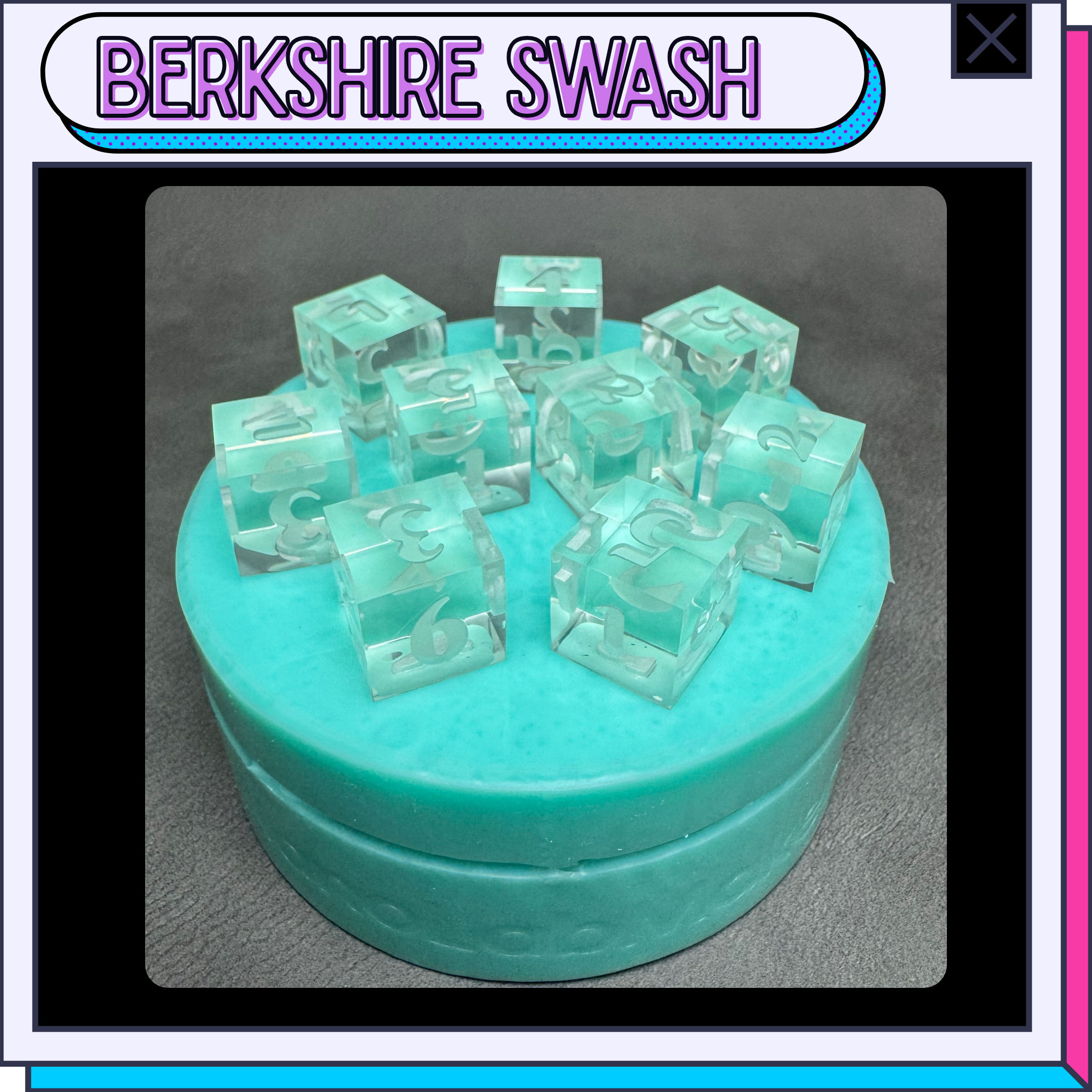 D6 dice mold font option: Berkshire Swash