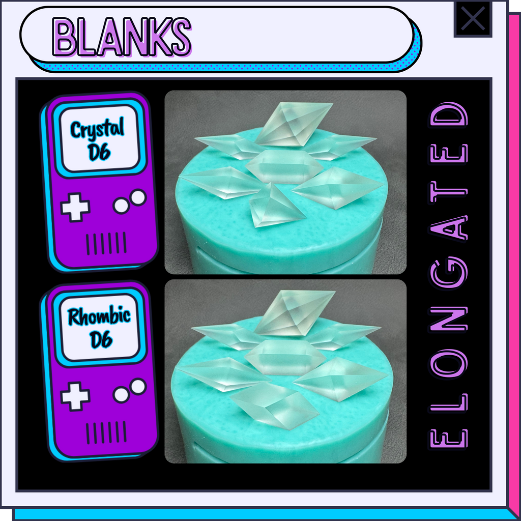 Elongated polyhedral dice mold option: blank faces