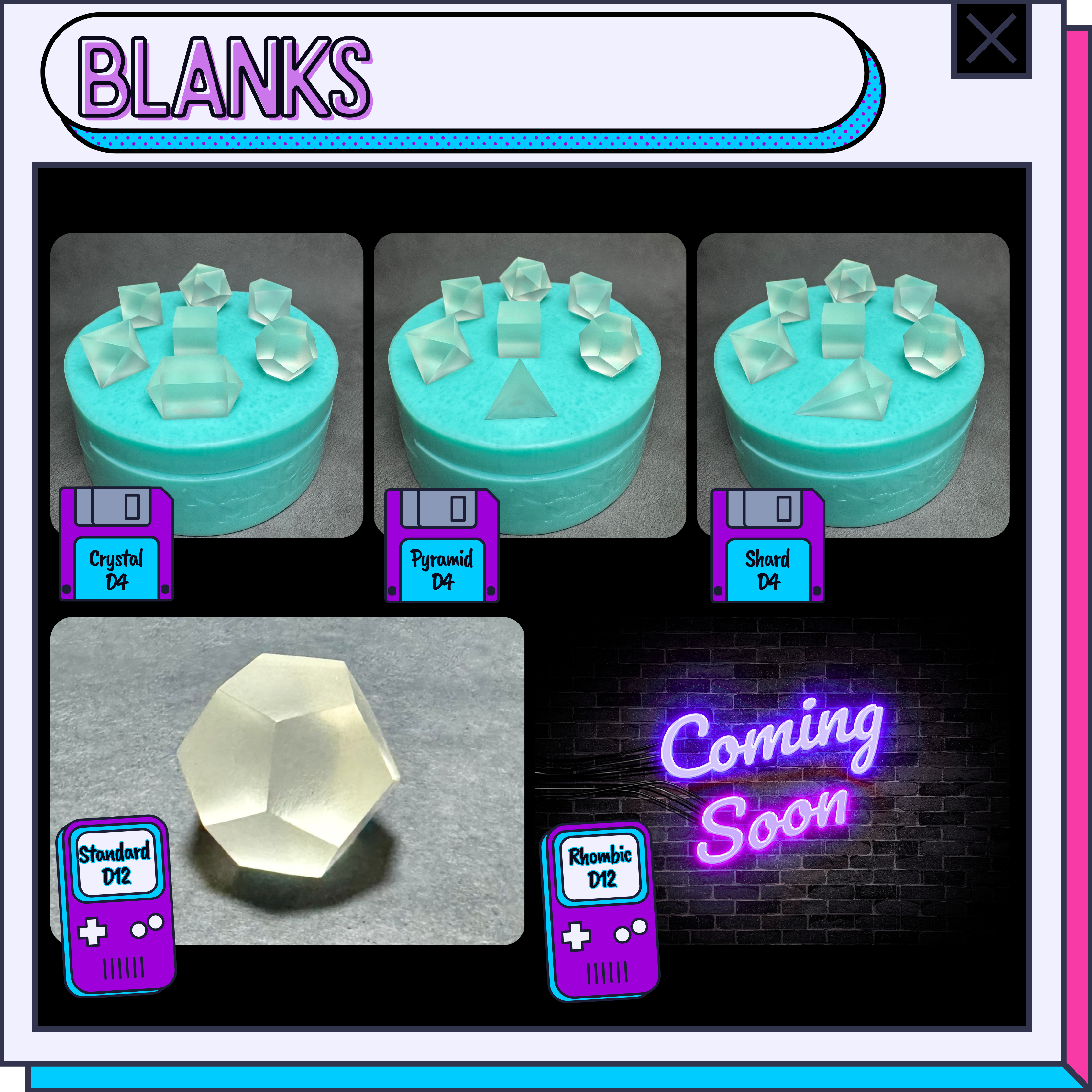 Polyhedral dice mold option: blank faces