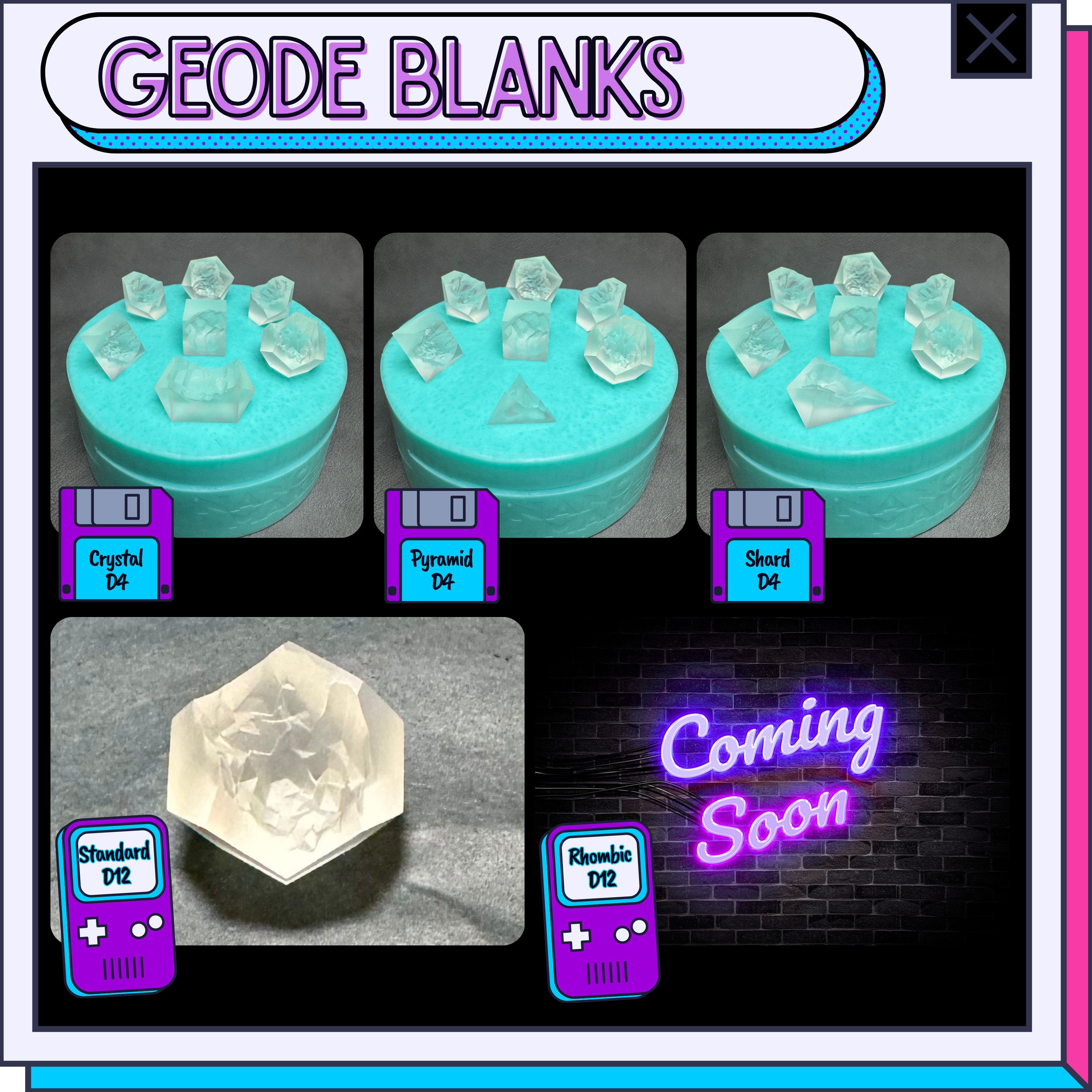 Polyhedral dice mold option: geode blank faces