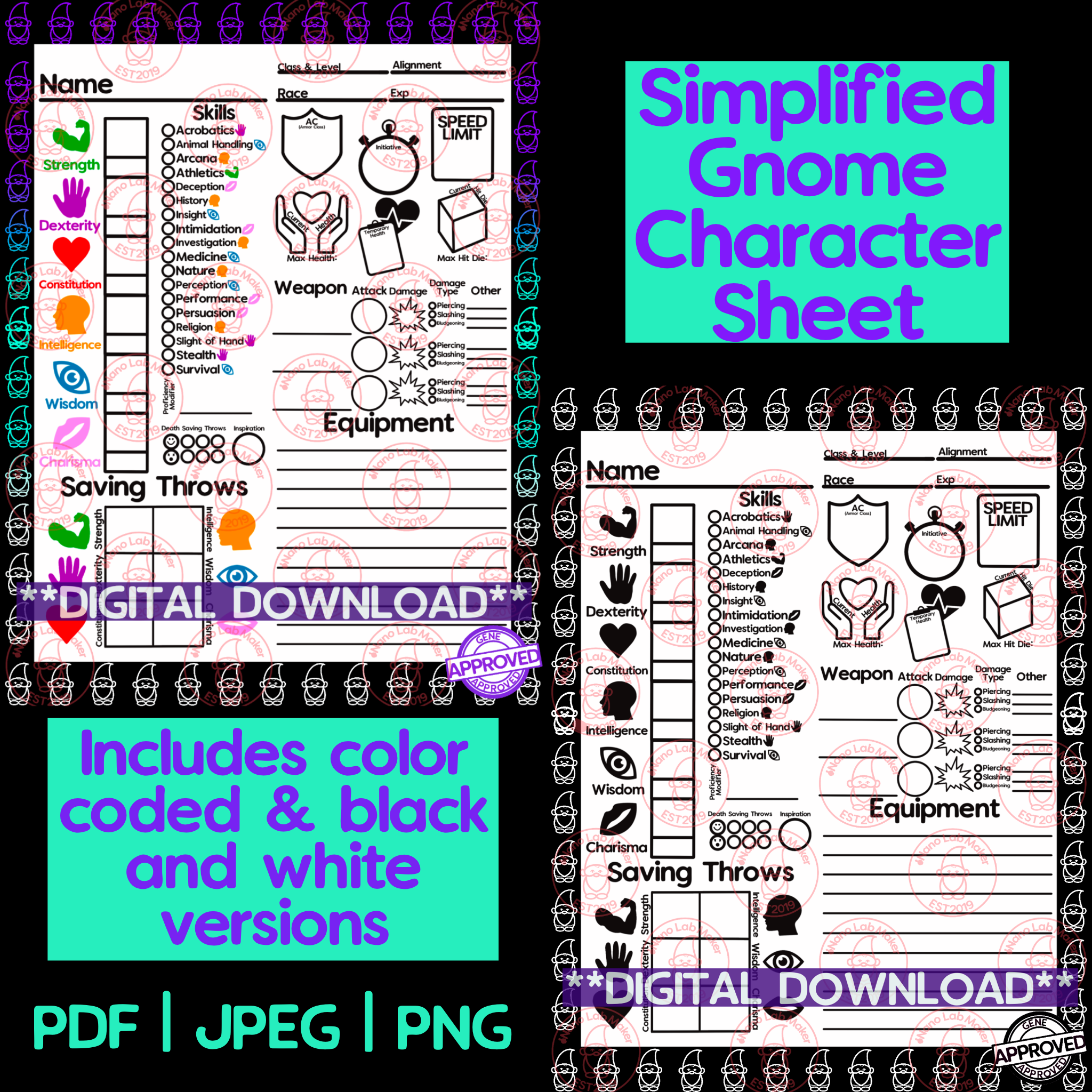 Gnome Simplified Character Sheet