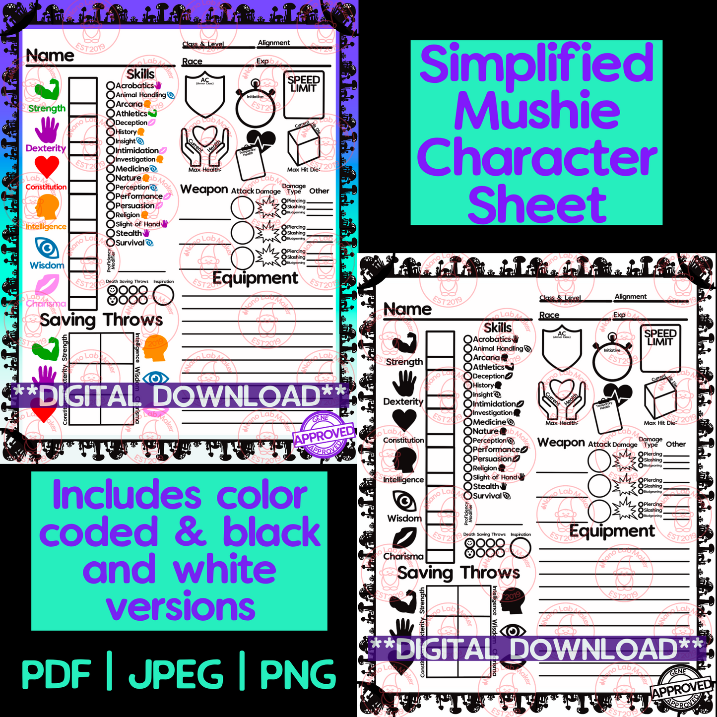 Mushroom Simplified Character Sheet