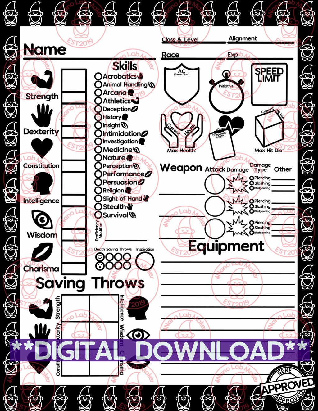 Gnome Simplified Character Sheet