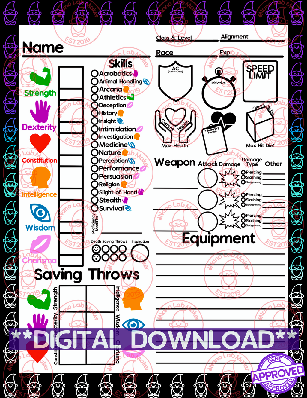 Gnome Simplified Character Sheet