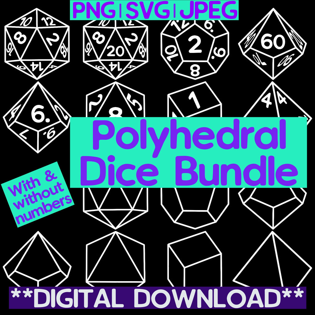 Free polyhedral dice download bundle (PNG, SVG, JPEG)